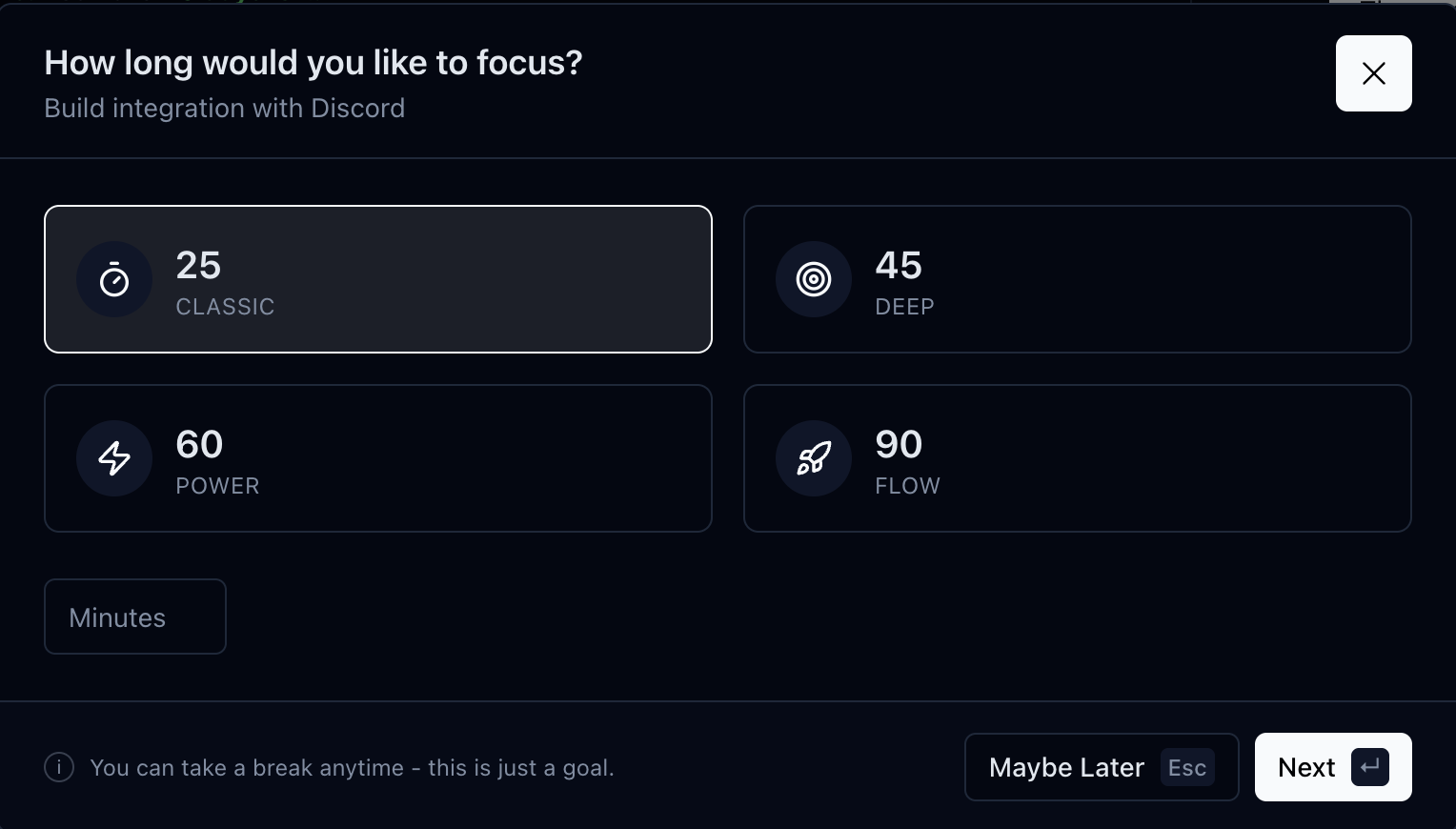 Start a pomodoro timer to work on your top priority